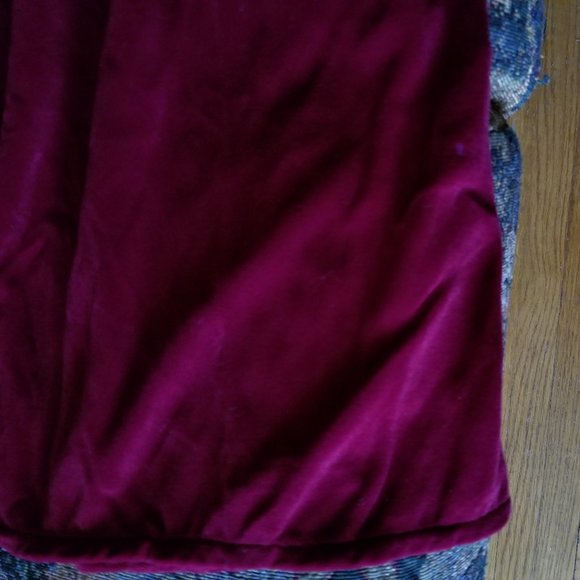 Vintage 80s, velvet, gathered waist, knee length, A-line skirt, pocket, handmade - Picture 6 of 7